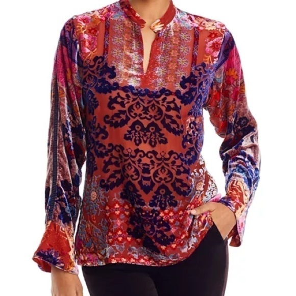 Johnny Was Tops - Johnny Was Syriah Burnout Enta Blouse NWT